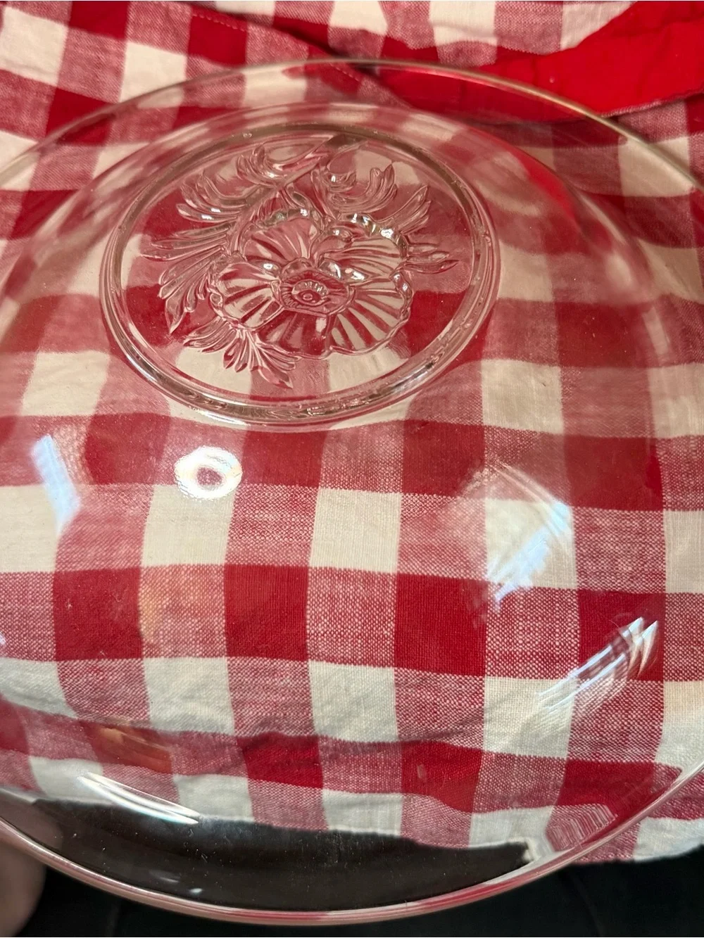 Clear Glass Decorative Serving Bowl - Red